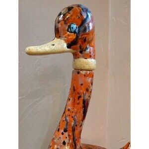 Handmade Speckled Duck Decanter Orange With Multicolor Spots Duck Collector